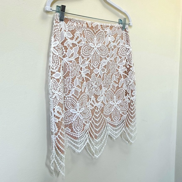 FOR LOVE AND LEMONS Guava Skirt in White Lace - Floral Embroidered Mini Skirt - Picture 7 of 16